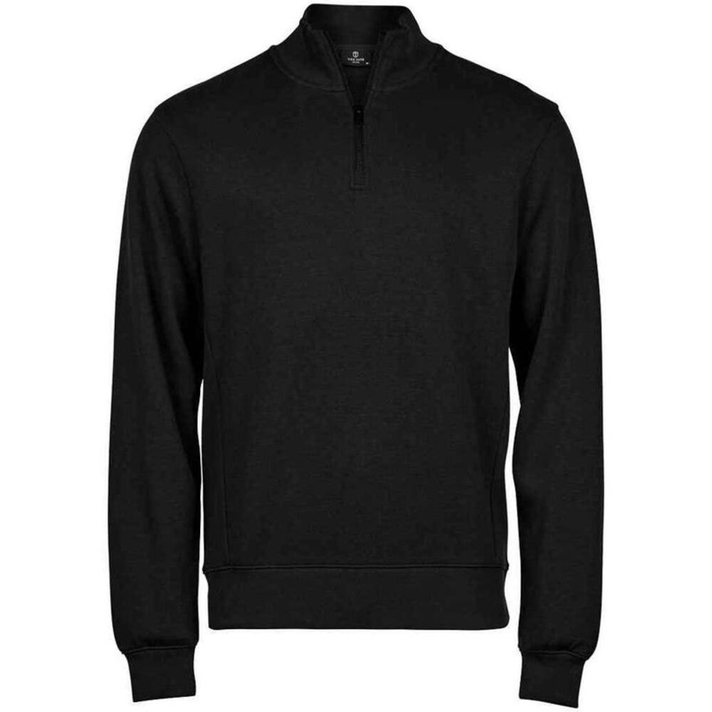 Tee Jays Mens Ribber Interlock Half Zip Sweatshirt / Black